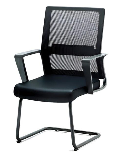 Buckle U-bend Visitor Chair - Fix Armrests - Mesh Back - Midback Support - Cushion Seating