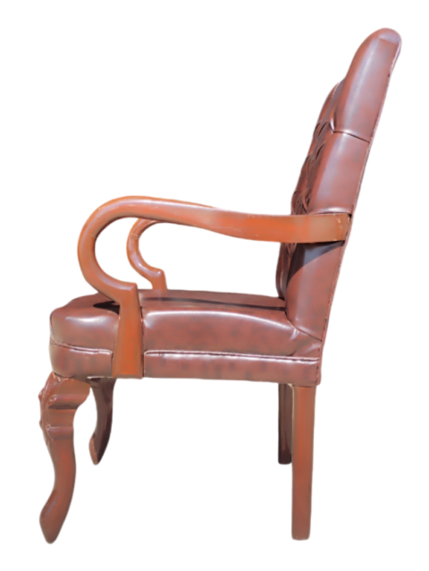 Becka Wooden Visitor Chair – Fix Wooden Armrests – Rexine Back & Seating – Vintage Design 1