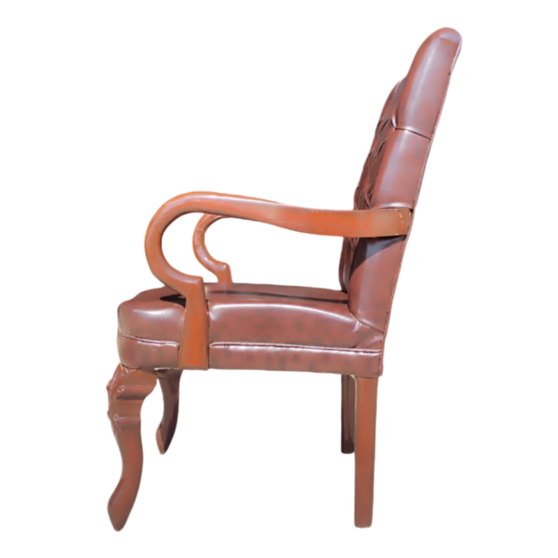 Becka Wooden Visitor Chair – Fix Wooden Armrests – Rexine Back & Seating – Vintage Design 1