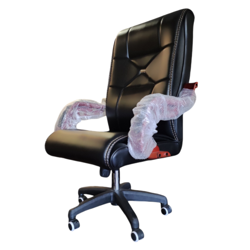 Black Horse Manager Executive Chair - Double-layer Rexine Cushion Seating -  Lumbar Back Support - 360 Degree Rotation - Padded Armrests - Wheel Foundation - Height Adjustment Feature - Image 3