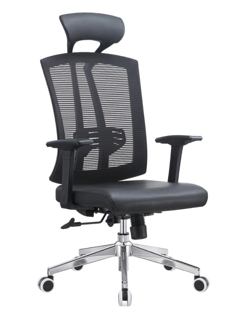 Black Swan Manager Ergonomic Chair – High Back Mesh Build- Adjustable Headrest &armrests – Lumbar Back Support – Steel Chrome Footer – Height Adjustment – Extra Back Support – Imported