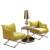 Cheesecake Single Seat Sofa Pair - Diagonal Slider Steel Footing - Fabric Cushioned Back & Seating - Custom Colour Selection