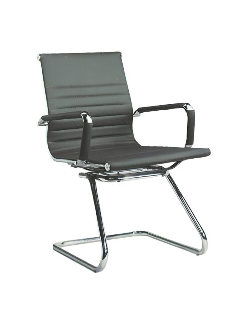 Coco U-bend Steel Frame Visitor Chair - Fix Padded Armrests - Rexine Back & Seating - Sleek Design (2)