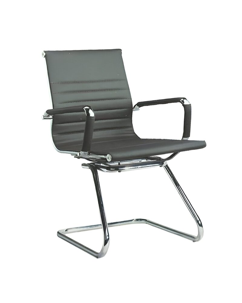 Coco U-bend Steel Frame Visitor Chair - Fix Padded Armrests - Rexine Back & Seating - Sleek Design (2)