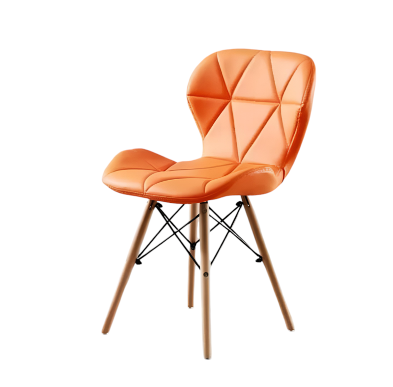 Diamond Cafe Chair - Rexine Cushion Seating And Back - Cable Tangled Tetra Footer Wooden Base - Light Weight Design - Image 3