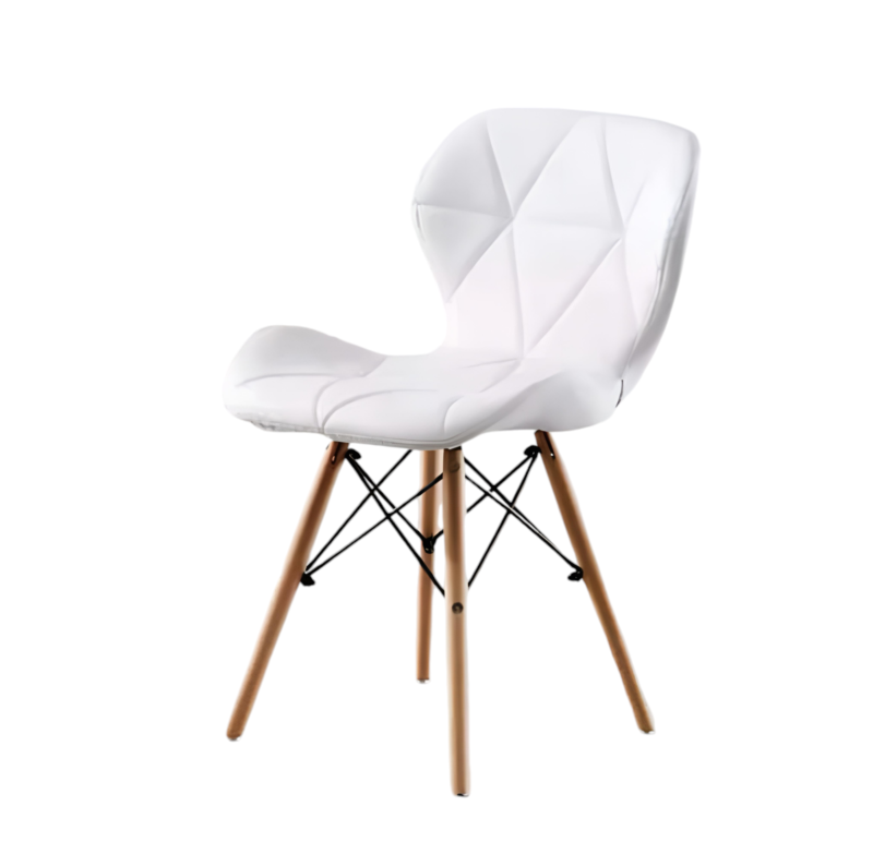 Diamond Cafe Chair - Rexine Cushion Seating And Back - Cable Tangled Tetra Footer Wooden Base - Light Weight Design - Image 2