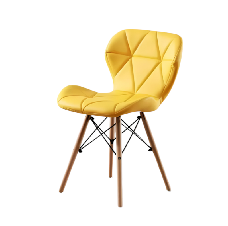 Diamond Cafe Chair - Rexine Cushion Seating And Back - Cable Tangled Tetra Footer Wooden Base - Light Weight Design - Image 5