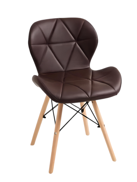 Diamond Cafe Chair - Rexine Cushion Seating And Back - Cable Tangled Tetra Footer Wooden Base - Light Weight Design (1)