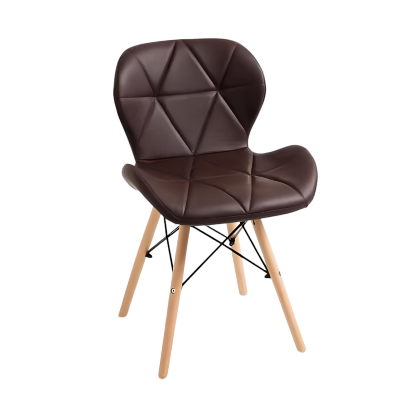 Diamond Cafe Chair - Rexine Cushion Seating And Back - Cable Tangled Tetra Footer Wooden Base - Light Weight Design (1)