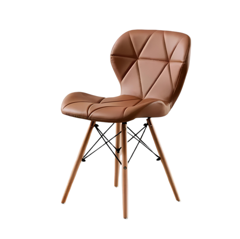 Diamond Cafe Chair - Rexine Cushion Seating And Back - Cable Tangled Tetra Footer Wooden Base - Light Weight Design - Image 6