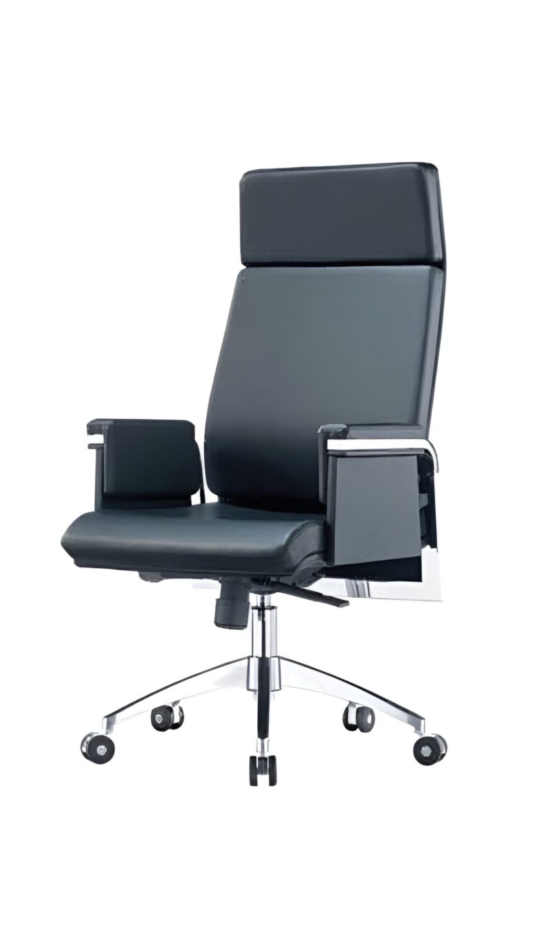 El Classico Ceo Executive Chair - High Back Premium Rexine S-build - Sleek Design - Lumbar Back Support - Steel Chrome Footer - Height Adjustment - Lean-back Fixation - Imported