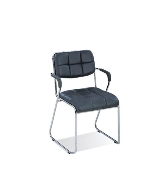 Flappy U-bend Steel Build Visitor Chair - Fix Armrests - Padded Rexine Back And Cushion Seating (2)