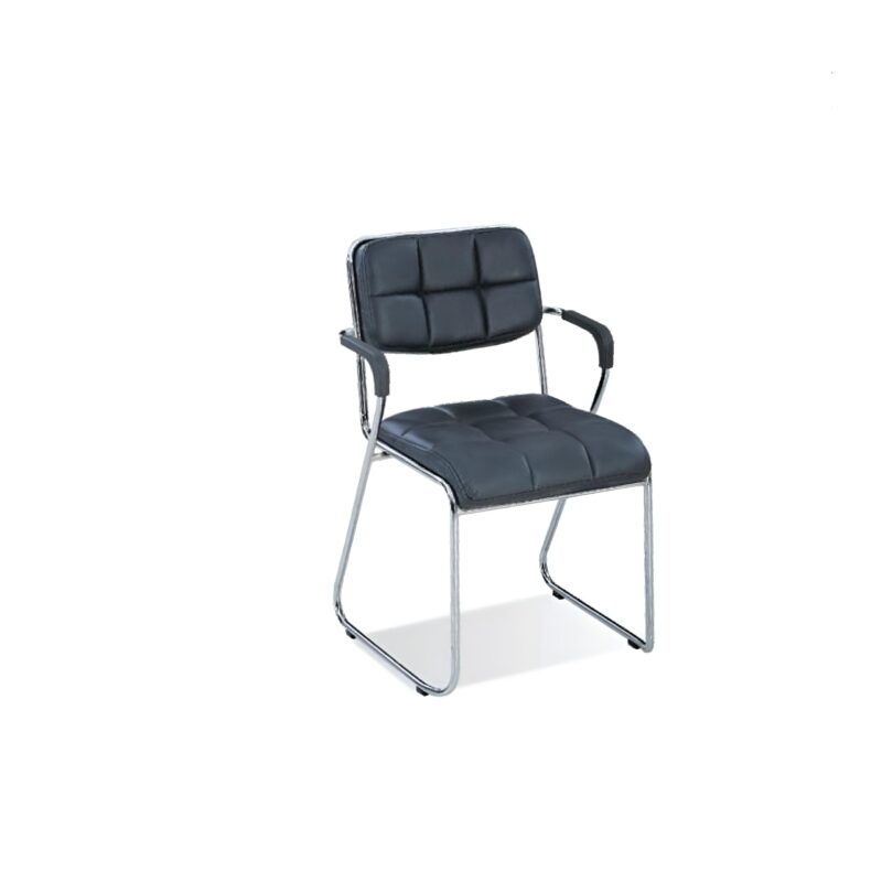 Flappy U-bend Steel Build Visitor Chair - Fix Armrests - Padded Rexine Back And Cushion Seating (2)