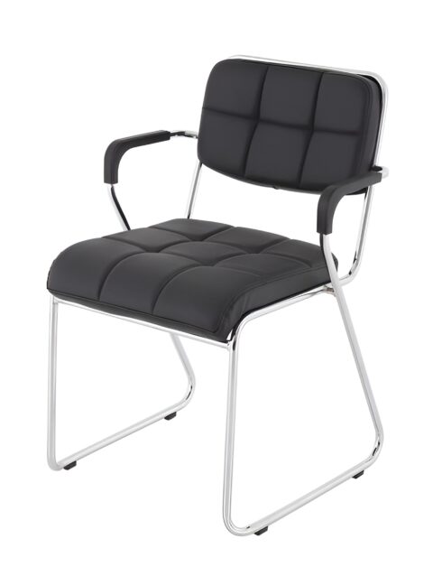 Flappy U-bend Steel Build Visitor Chair - Fix Armrests - Padded Rexine Back And Cushion Seating (2)