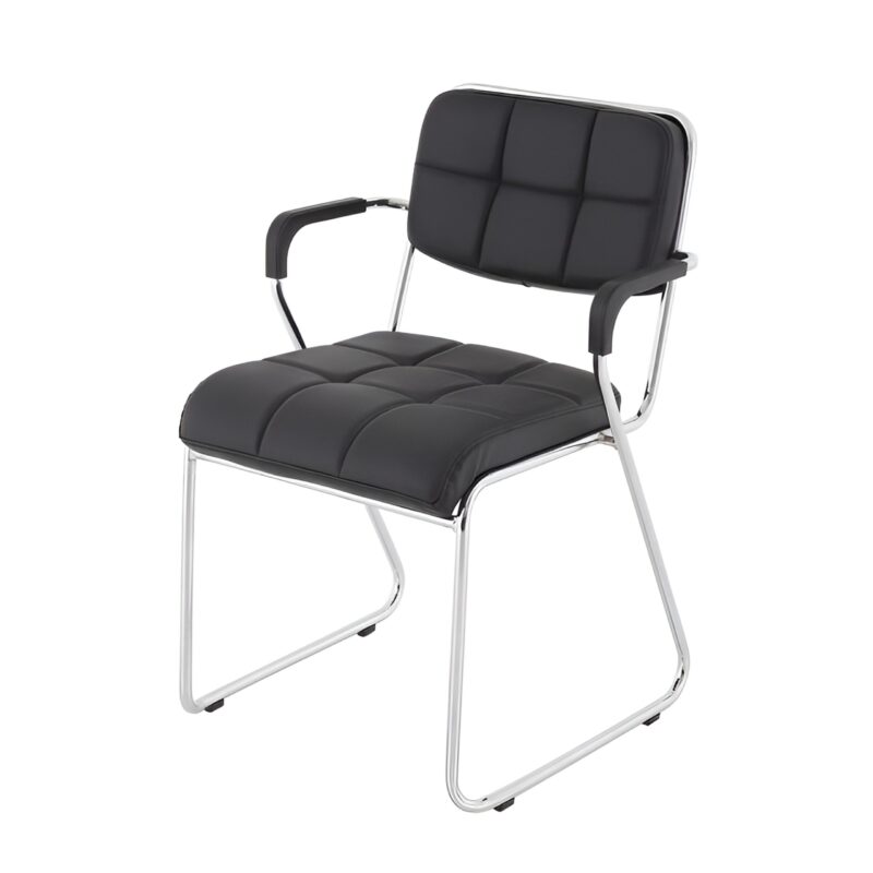 Flappy U-bend Steel Build Visitor Chair - Fix Armrests - Padded Rexine Back And Cushion Seating (2)