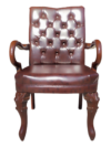 Gran Don Wooden Visitor Chair - Curved Fix Wooden Armrests - Rexine Back & Seating - Vintage Design