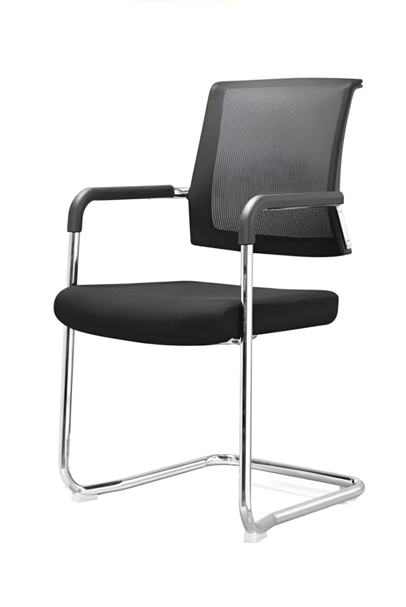 HOVER U-BEND STEEL VISITOR CHAIR - FIX STEEL ARMRESTS - MESH BACK - CUSHION SEATING