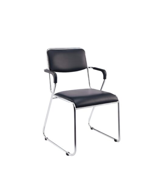 Smoothem U-bend Steel Frame Visitor Chair - Rexine Cushion Back & Seating