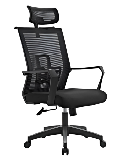 T-800 Manager Ergonomic Chair – High Back Mesh Build With Adjustable Headrest- Fix Armrests – Lumbar Back Support – Height Adjustment – 360 Degree Rotation – Imported