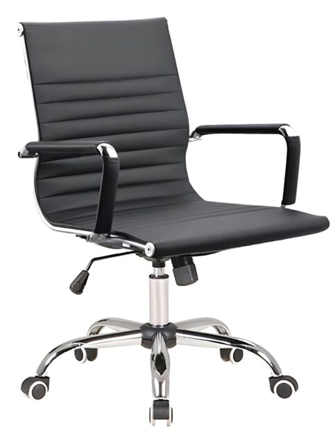 Taco Ergonomic Chair - Rexine Build - Fix Padded Armrests - Lean Curved Back - Steel Footer - Height Adjustment - 360 Degree Rotation