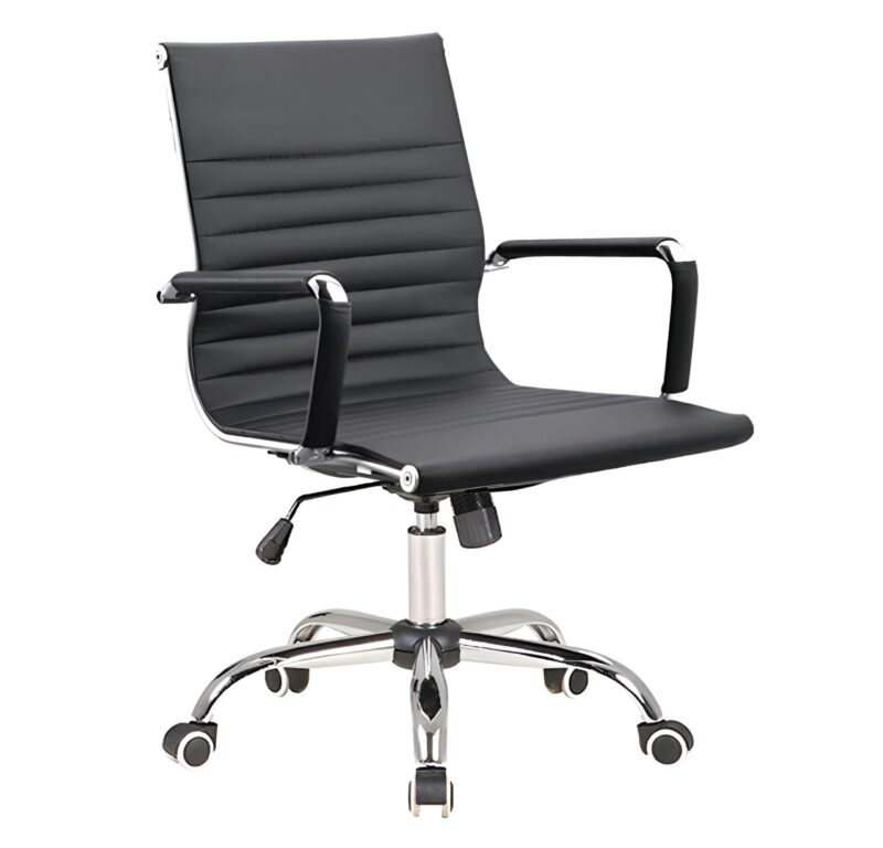 Taco Ergonomic Chair - Rexine Build - Fix Padded Armrests - Lean Curved Back - Steel Footer - Height Adjustment - 360 Degree Rotation