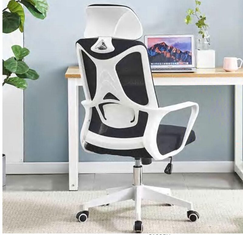 X-tra White Manager Ergonomic Chair - High Back Mesh Build With Adjustable Headrest- Fix Armrests - Lumbar Back Support - Height Adjustment - 360 Degree Rotation - Imported