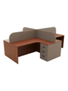4 Person Workstation With Soft Dividers - Wooden Build And Foundation - Lower Dividers - Three Lockable Drawers