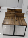 Caramel Fudge 6 Person Workstation With Hard Dividers - 18 Guage Metal Legs - Lower Dividers