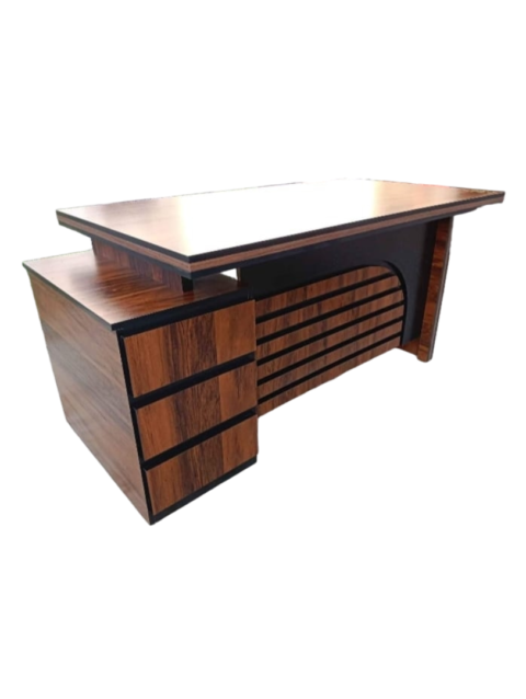 Chochbox Office Table With Golden Sidelining Three Lockable Drawers (Addable Side Rack For File - Three Sizes Available (2)