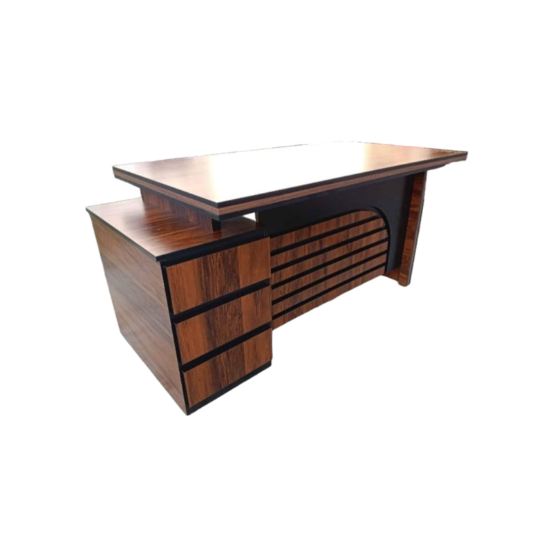 Chochbox Office Table With Golden Sidelining Three Lockable Drawers (Addable Side Rack For File - Three Sizes Available (2)