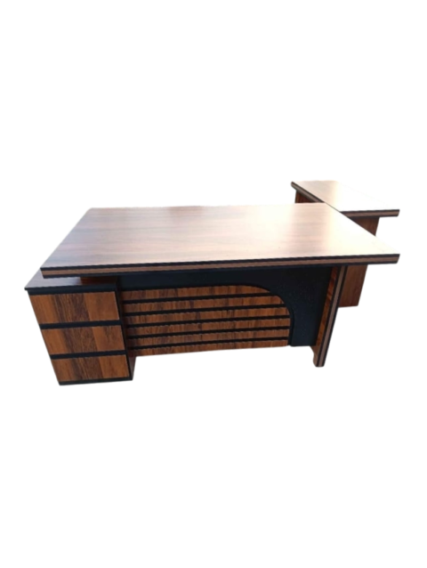 Chochbox Office Table With Golden Sidelining Three Lockable Drawers (Addable Side Rack For File - Three Sizes Available (2)