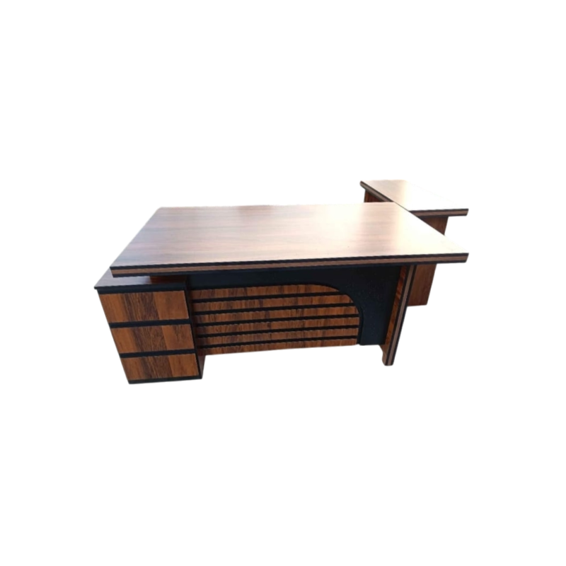 Chochbox Office Table With Golden Sidelining Three Lockable Drawers (Addable Side Rack For File - Three Sizes Available (2)