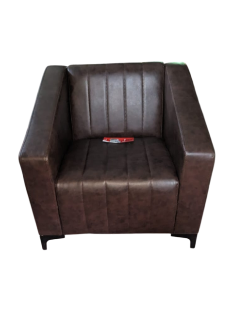 Choco Brownie Single Seat Sofa - Rexine Cushion Back And Seating - Embedded Armrests - Tetra Footer - Light Weight Portable (1)