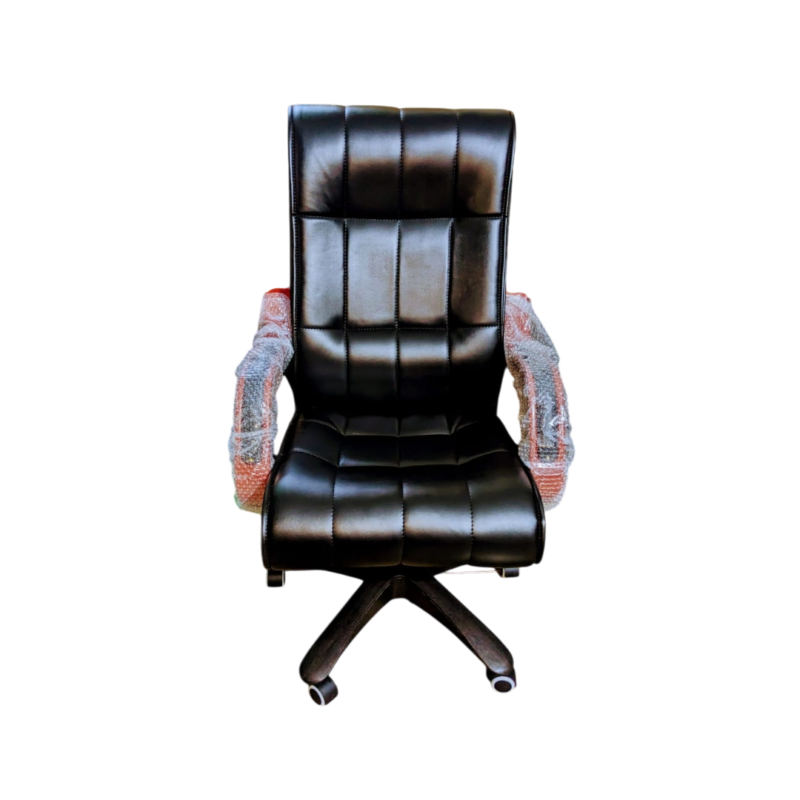 Fine Lounger Executive Chair - Double-layer Rexine Cushion Seating - Lumbar Back Support - 360 Degree Rotation - Padded Armrests - Wheel Foundation - Height Adjustment Feature