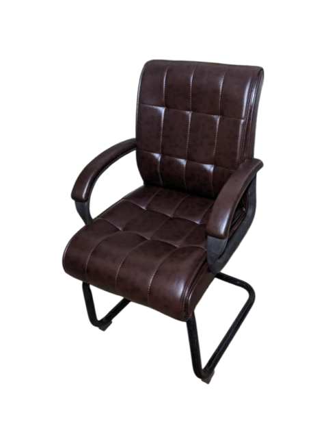 Vintage Boss Visitor Office Chair - Foam Build With U-bend Steel Foundation - Lounging Chair - Colours Brown And Black