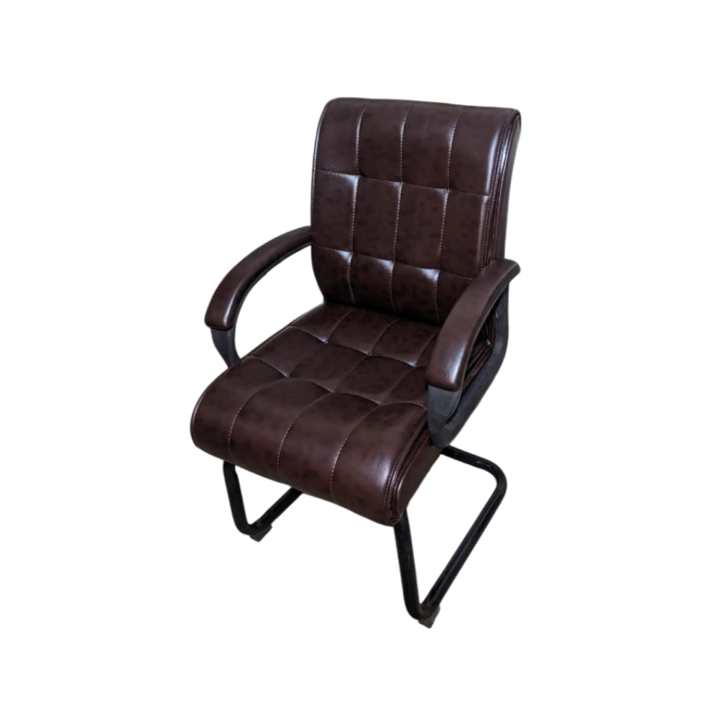 Vintage Boss Visitor Office Chair - Foam Build With U-bend Steel Foundation - Lounging Chair - Colours Brown And Black