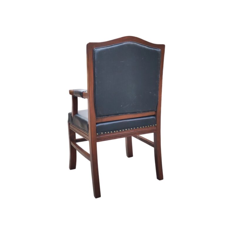 VINTAGE MAFIA BOSS VISITOR CHAIR - DARK WOODEN BUILD - REXINE SKIN (BROWN-BLACK) - CLIENT CHAIR - LOUNGING CHAIR1