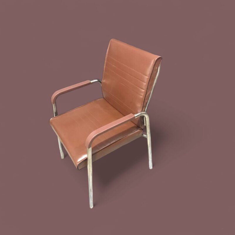 Bakarkhani Tetra Footer Metal Visitor Chair - Rexine Skin - Cushion Back and Seat - Padded Armrests - Compact Design - Image 3
