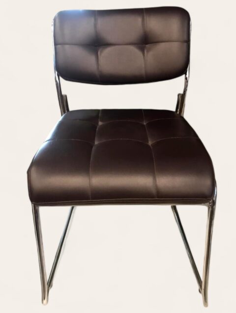 Choclava U-bend Metal Visitor Chair - Rexine Skin - Cushion Back and Seat - Padded Armrests - Compact Design