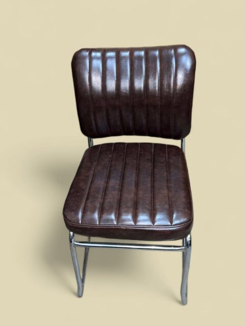 Marble Cake U-Bend Metal Visitor Chair - Rexine Skin - Cushion Back and Seat - Compact Design - Black and Brown Color