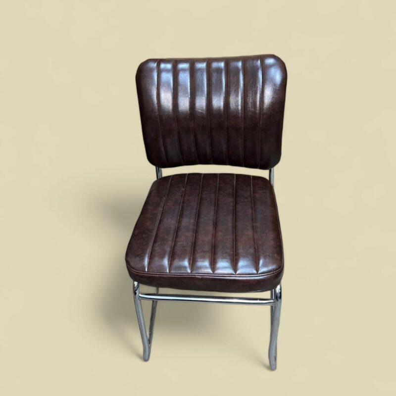 Marble Cake U-Bend Metal Visitor Chair - Rexine Skin - Cushion Back and Seat - Compact Design - Black and Brown Color