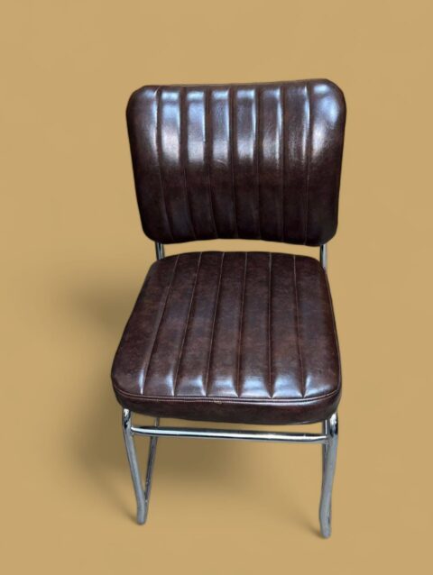 Marble Cake U-Bend Metal Visitor Chair - Rexine Skin - Cushion Back and Seat - Compact Design - Black and Brown Color1