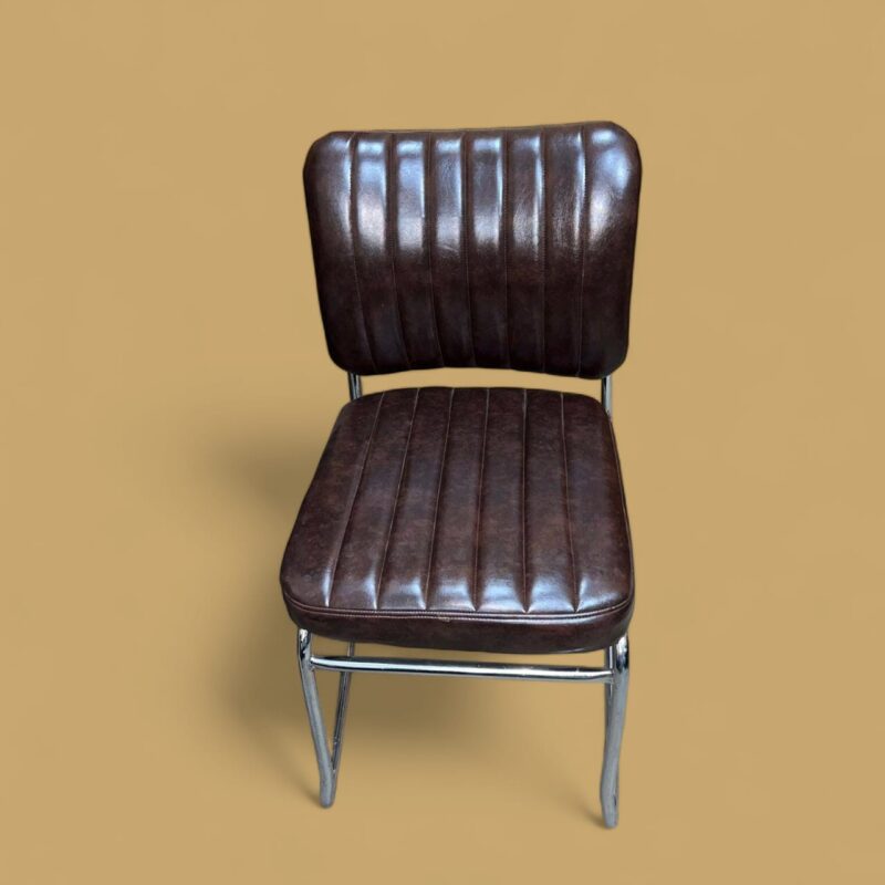 Marble Cake U-Bend Metal Visitor Chair - Rexine Skin - Cushion Back and Seat - Compact Design - Black and Brown Color1